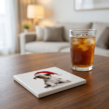 Smooth Fox Terrier Puppy ceramic coasters set of 4, lifestyle