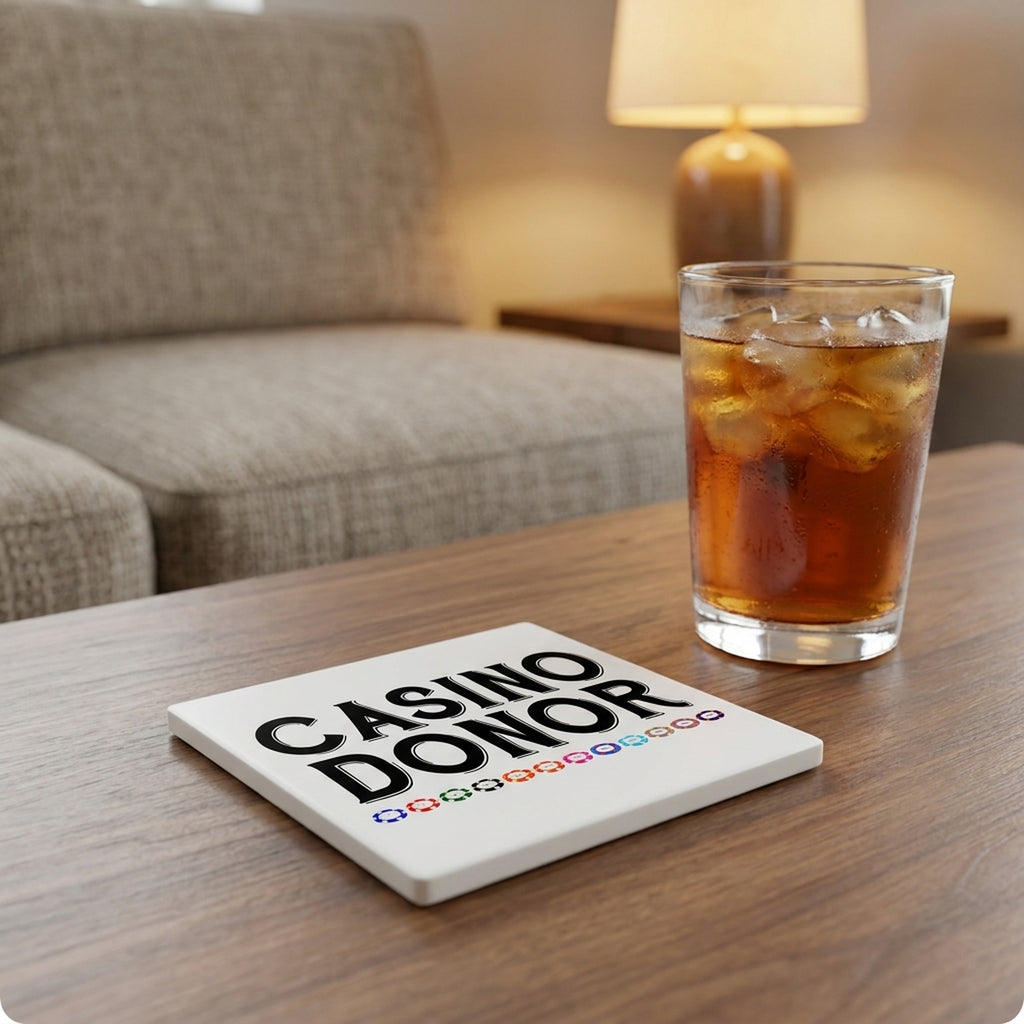 Casino Donor - Blackjack Gambling ceramic coasters set of 4, lifestyle