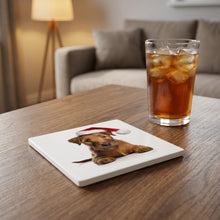 Irish Terrier Puppy ceramic coasters set of 4, lifestyle