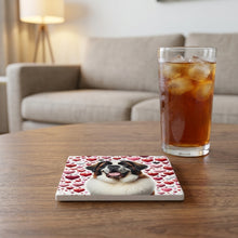 Saint Bernard ceramic coasters set of 4, lifestyle