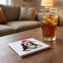 Polish Lowland Sheepdog ceramic coasters set of 4, lifestyle
