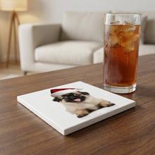 Tibetan Spaniel Puppy ceramic coasters set of 4, lifestyle