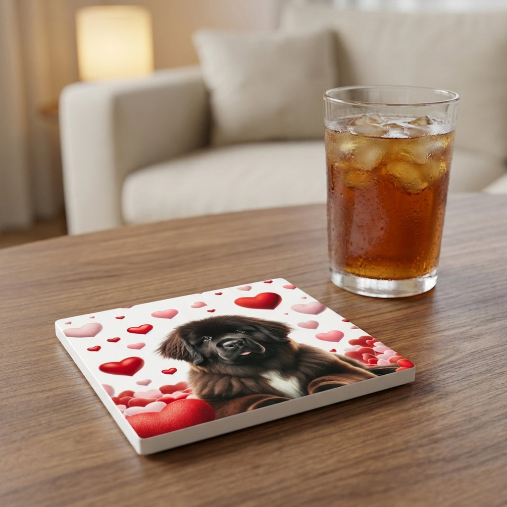 Newfoundland ceramic coasters set of 4, lifestyle