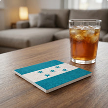 Honduras Flag Pride ceramic coasters set of 4, lifestyle