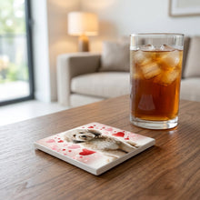 Goldendoodle ceramic coasters set of 4, lifestyle