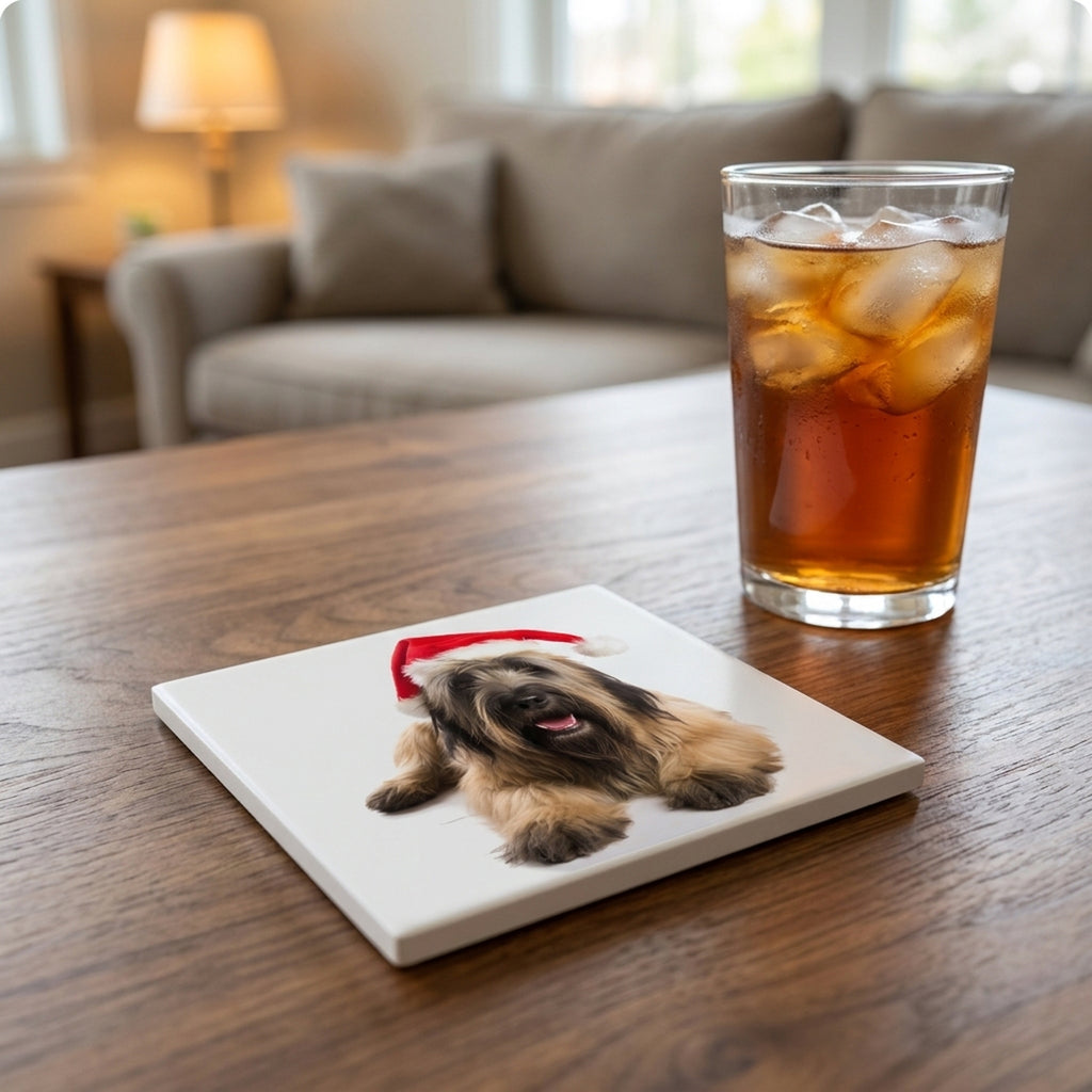 Briard ceramic coasters set of 4, lifestyle