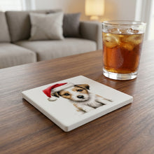 Parson Russell Terrier Puppy Drawing ceramic coasters set of 4, lifestyle