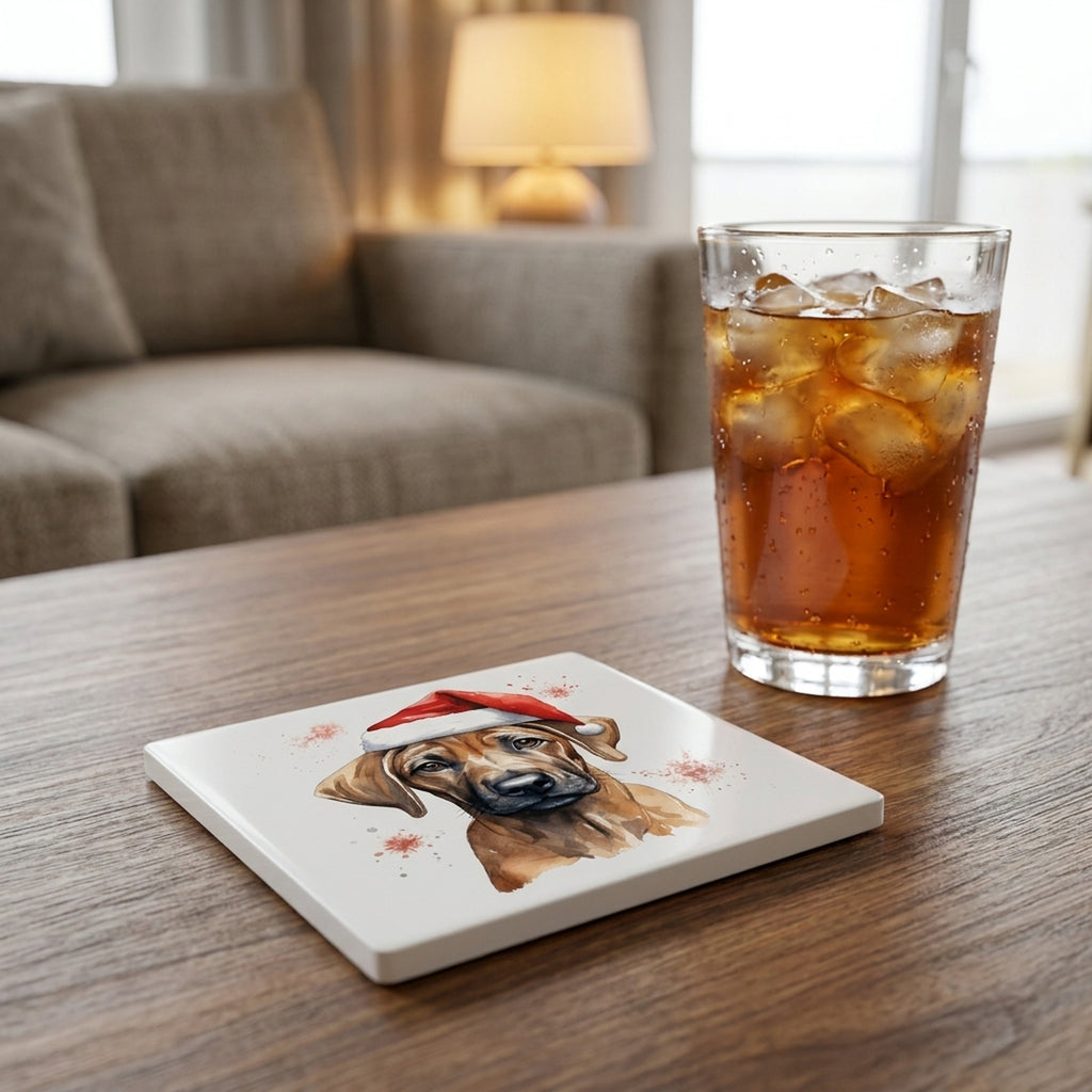 Rhodesian Ridgeback Puppy Drawing ceramic coasters set of 4, lifestyle