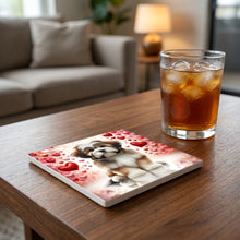 Shih Tzu ceramic coasters set of 4, lifestyle