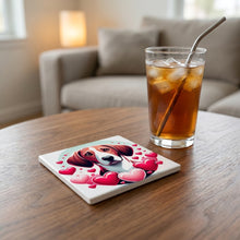 Beagle ceramic coasters set of 4, lifestyle