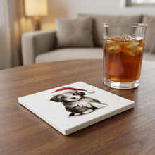 Havanese Puppy Drawing ceramic coasters set of 4, lifestyle