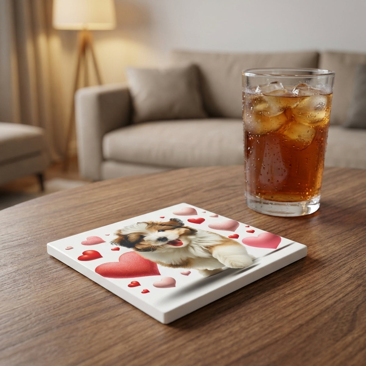 Havanese ceramic coasters set of 4, lifestyle