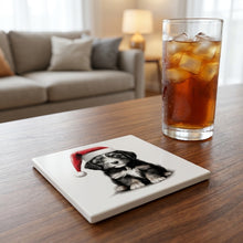 Belgian Laekenois Puppy Drawing ceramic coasters set of 4, lifestyle