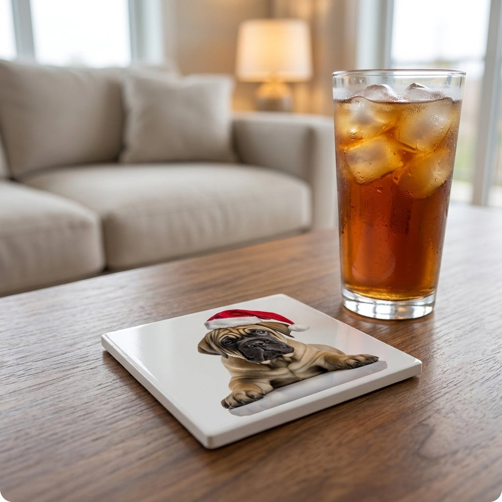 Boerboel Puppy ceramic coasters set of 4, lifestyle
