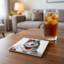 Siberian Husky ceramic coasters set of 4, lifestyle