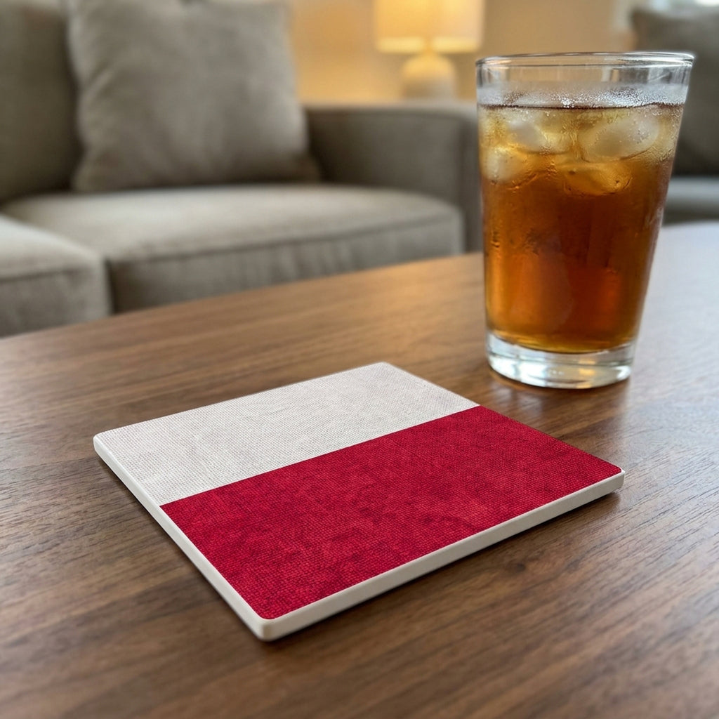 Poland Flag Pride ceramic coasters set of 4, lifestyle