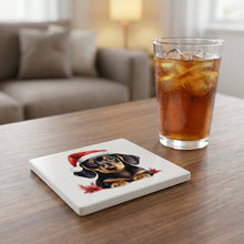 Dachshund Puppy Drawing ceramic coasters set of 4, lifestyle