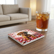Dogue de Bordeaux ceramic coasters set of 4, lifestyle