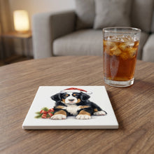 Bernese Mountain Dog Puppy Drawing ceramic coasters set of 4, lifestyle