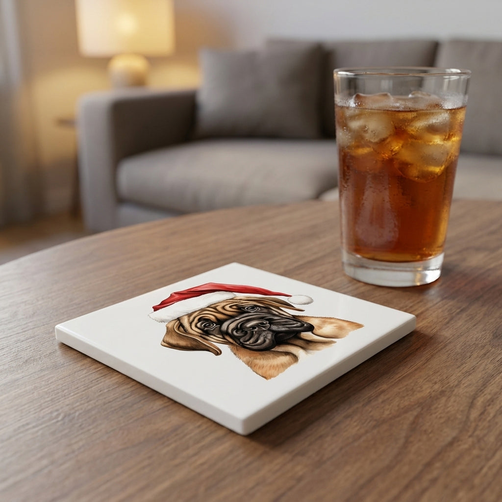 Mastiff Puppy Drawing ceramic coasters set of 4, lifestyle