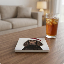American Water Spaniel ceramic coasters set of 4, lifestyle