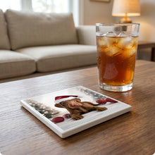 Wirehaired Vizsla Puppy ceramic coasters set of 4, lifestyle