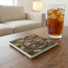 Military Camo Support ceramic coasters set of 4, lifestyle