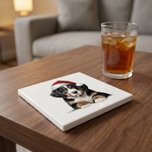 Greater Swiss Mountain Dog Puppy Drawing ceramic coasters set of 4, lifestyle