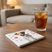 Jack Russell Terrier ceramic coasters set of 4, lifestyle