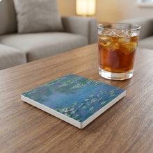 Monet Water Lilies ceramic coasters set of 4, lifestyle