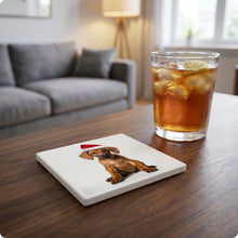 Rhodesian Ridgeback Puppy ceramic coasters set of 4, lifestyle