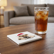 Akita Puppy ceramic coasters set of 4, lifestyle