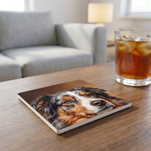 Australian Shepherd Portrait ceramic coasters set of 4, lifestyle