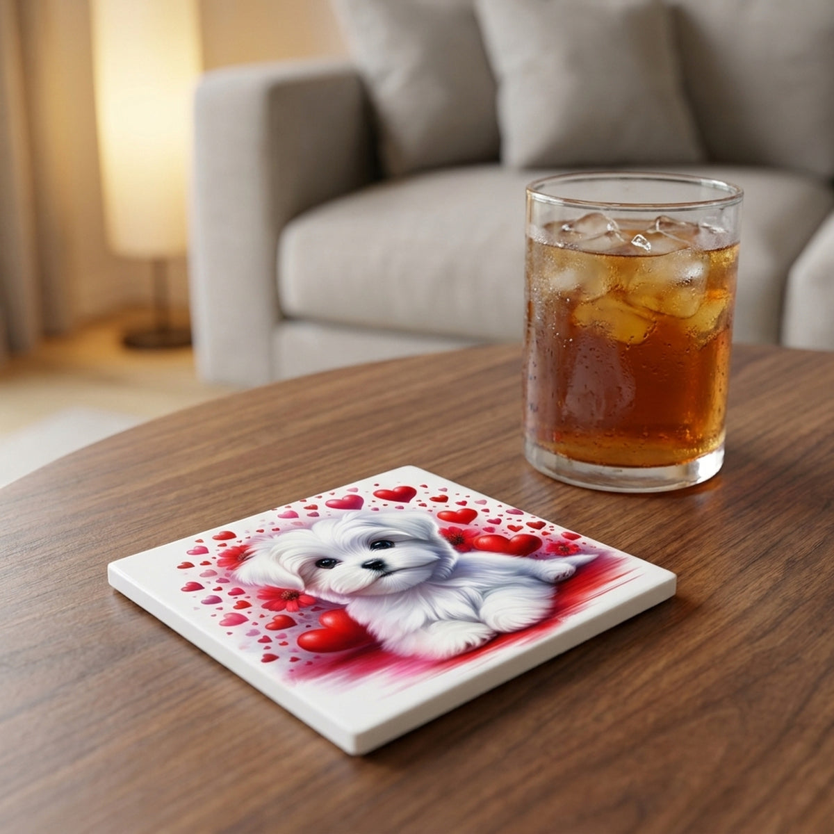 Maltese ceramic coasters set of 4, lifestyle