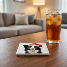 Border Collie ceramic coasters set of 4, lifestyle
