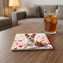 Basenji ceramic coasters set of 4, lifestyle