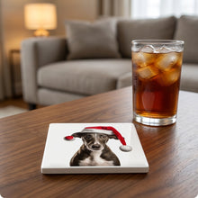 Greyhound Puppy ceramic coasters set of 4, lifestyle