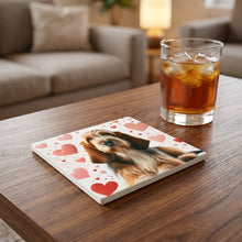 Otterhound ceramic coasters set of 4, lifestyle