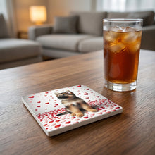 German Shepherd Dog ceramic coasters set of 4, lifestyle