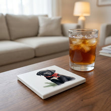 Chinook Puppy Drawing ceramic coasters set of 4, lifestyle