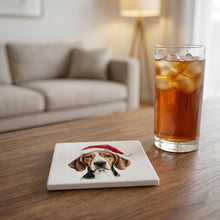 English Foxhound ceramic coasters set of 4, lifestyle