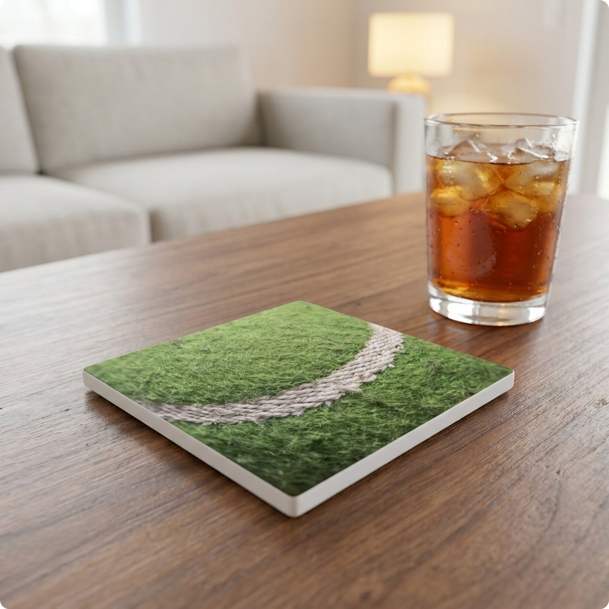 Tennis Ball ceramic coasters set of 4, lifestyle