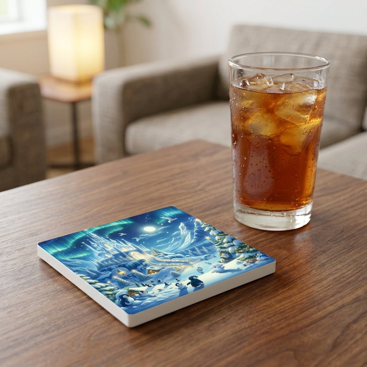 Aurora Ice Castle ceramic coasters set of 4, lifestyle
