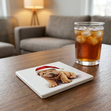 Chinese Shar-Pei Puppy Drawing ceramic coasters set of 4, lifestyle
