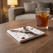 Xoloitzcuintli ceramic coasters set of 4, lifestyle