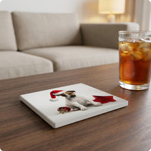 Smooth Fox Terrier Puppy ceramic coasters set of 4, lifestyle