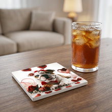Bulldog ceramic coasters set of 4, lifestyle