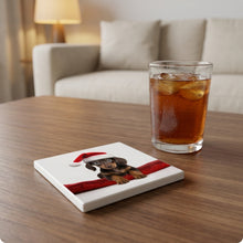 Dachshund Puppy ceramic coasters set of 4, lifestyle