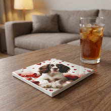 English Springer Spaniel ceramic coasters set of 4, lifestyle