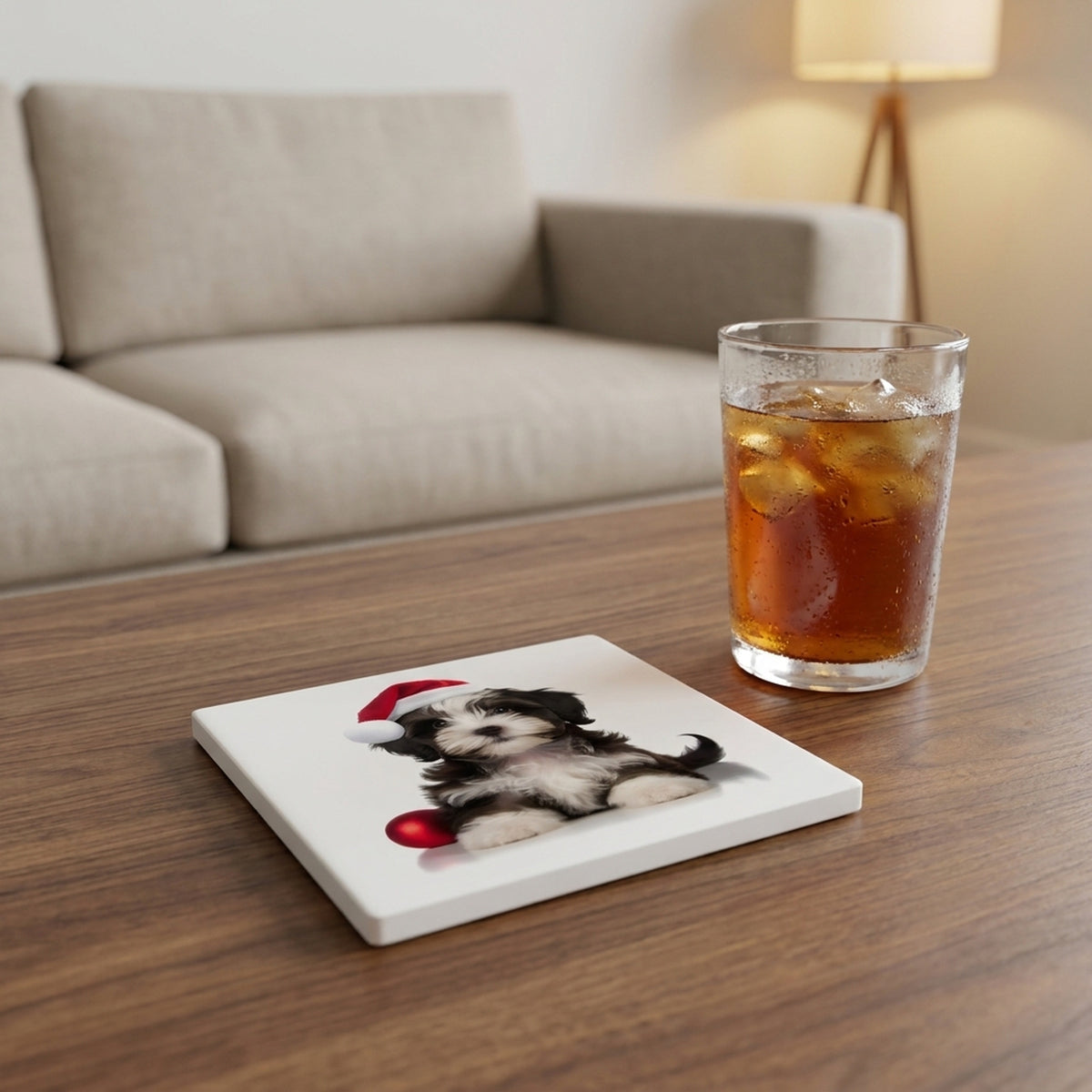 Havanese Puppy ceramic coasters set of 4, lifestyle